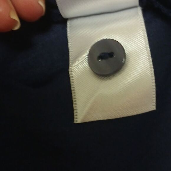 COLDWATER CREEK SEMI SHEER Navy Blue Short Sleeve Blouse Size M (10-12) - Picture 9 of 10